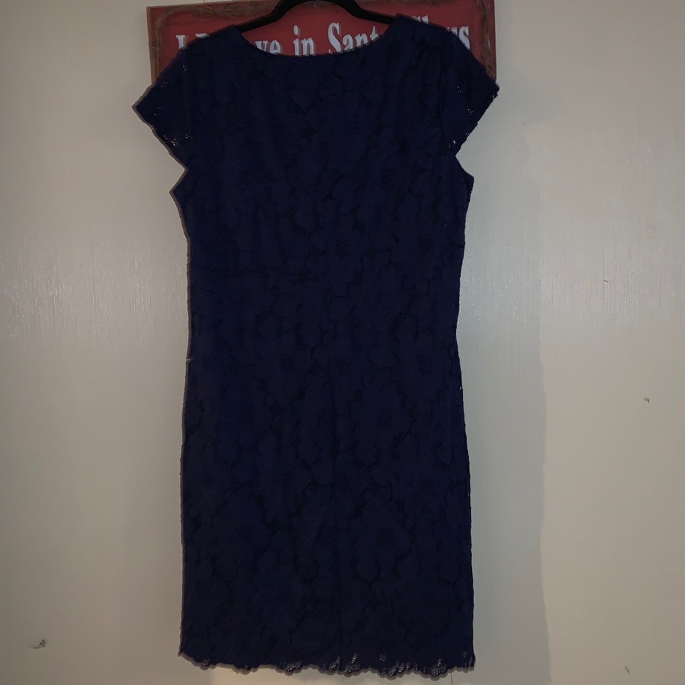 Navy Blue Chaps lace Sheath dress 14W